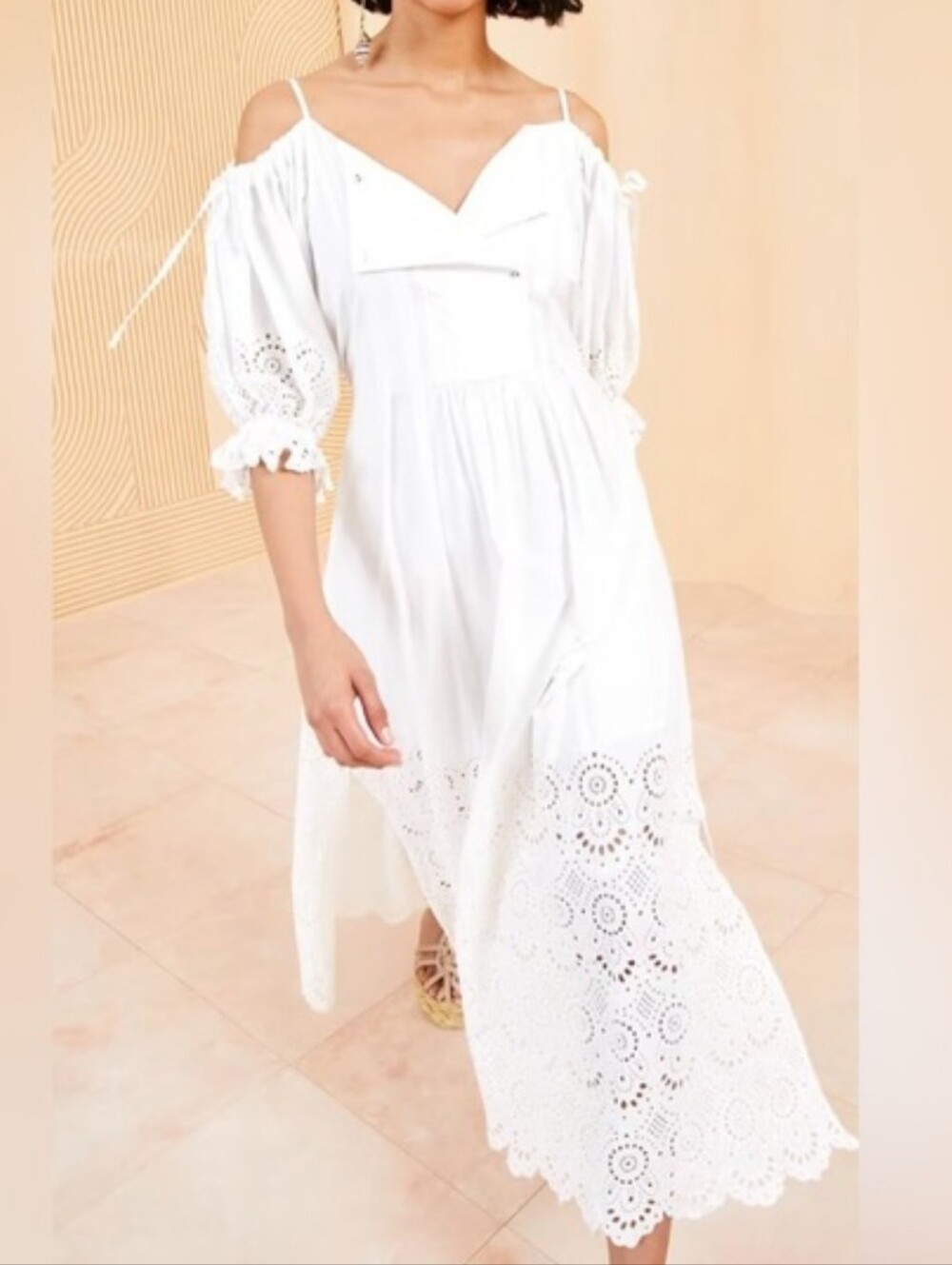 ULLA JOHNSON White Midi Dress